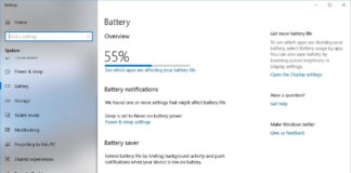 Windows 10 battery settings