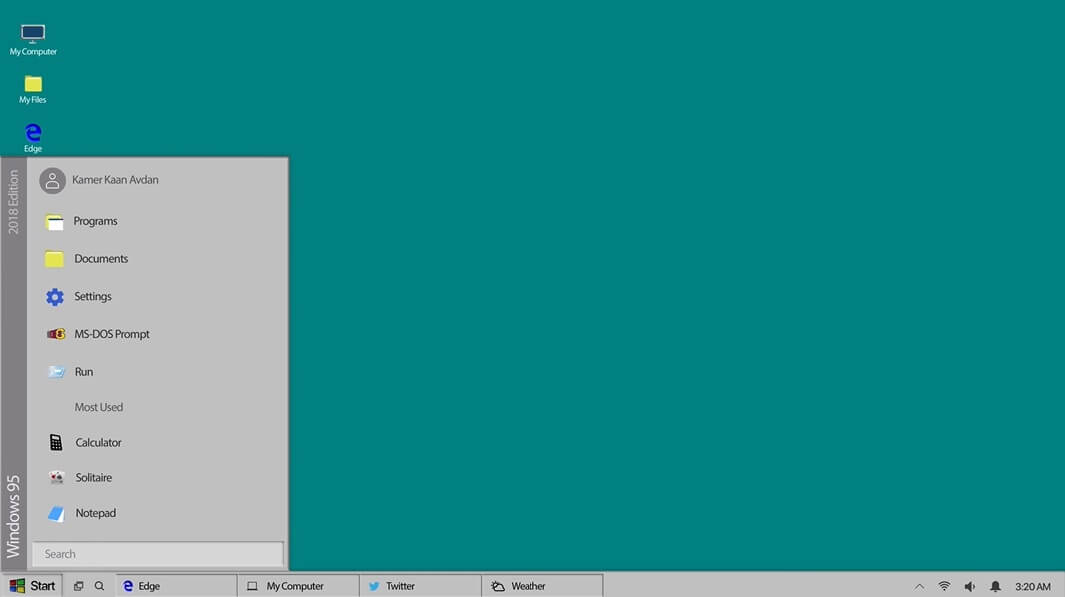 Windows 95 concept of start menu