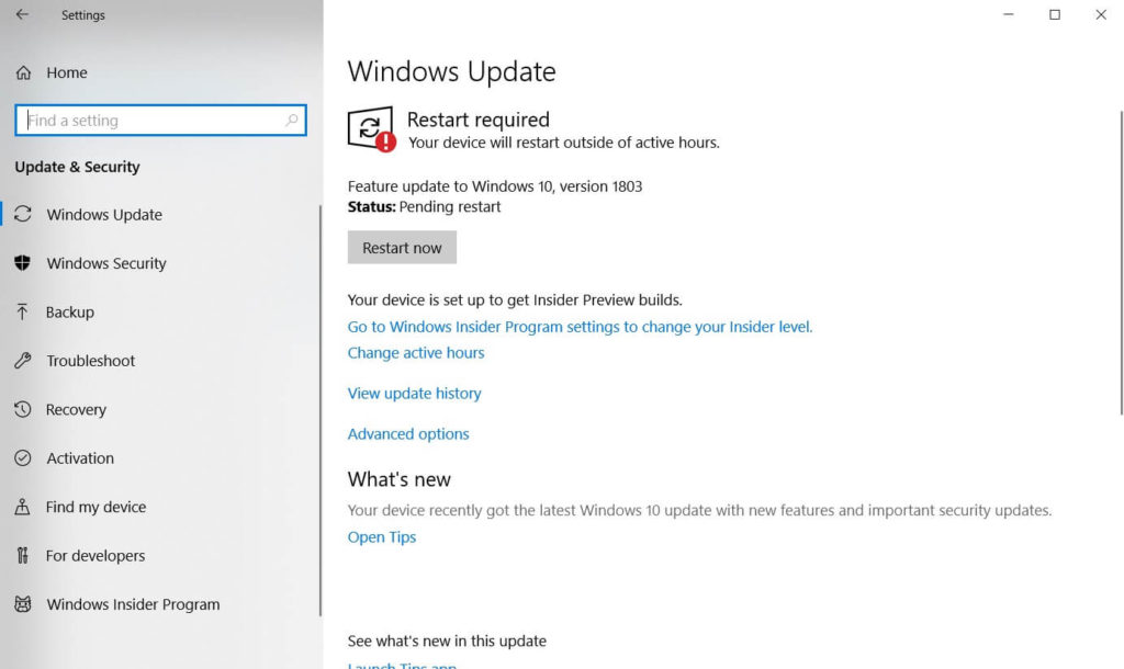 windows update catalog 1803