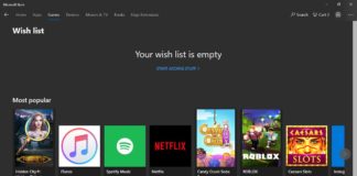 Wish list on Microsoft Store
