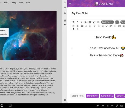 Apps on dual screen device