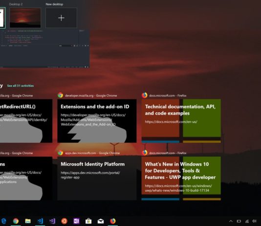 Firefox in Windows 10 Timeline