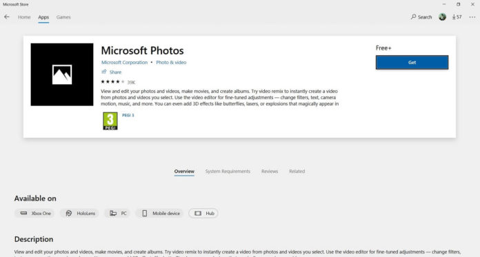 Microsoft Photos app