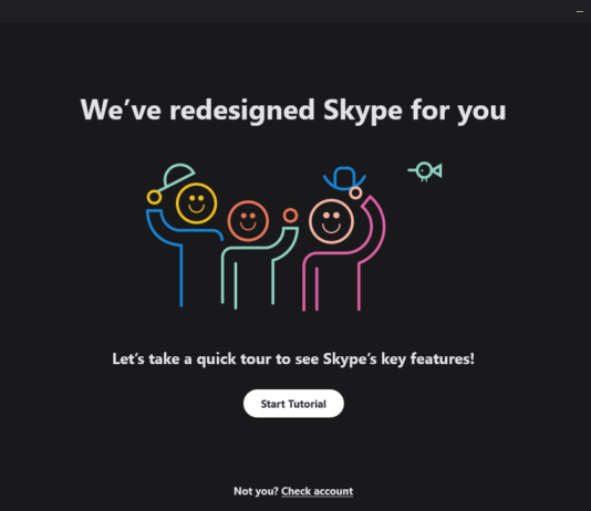 New Skype update window
