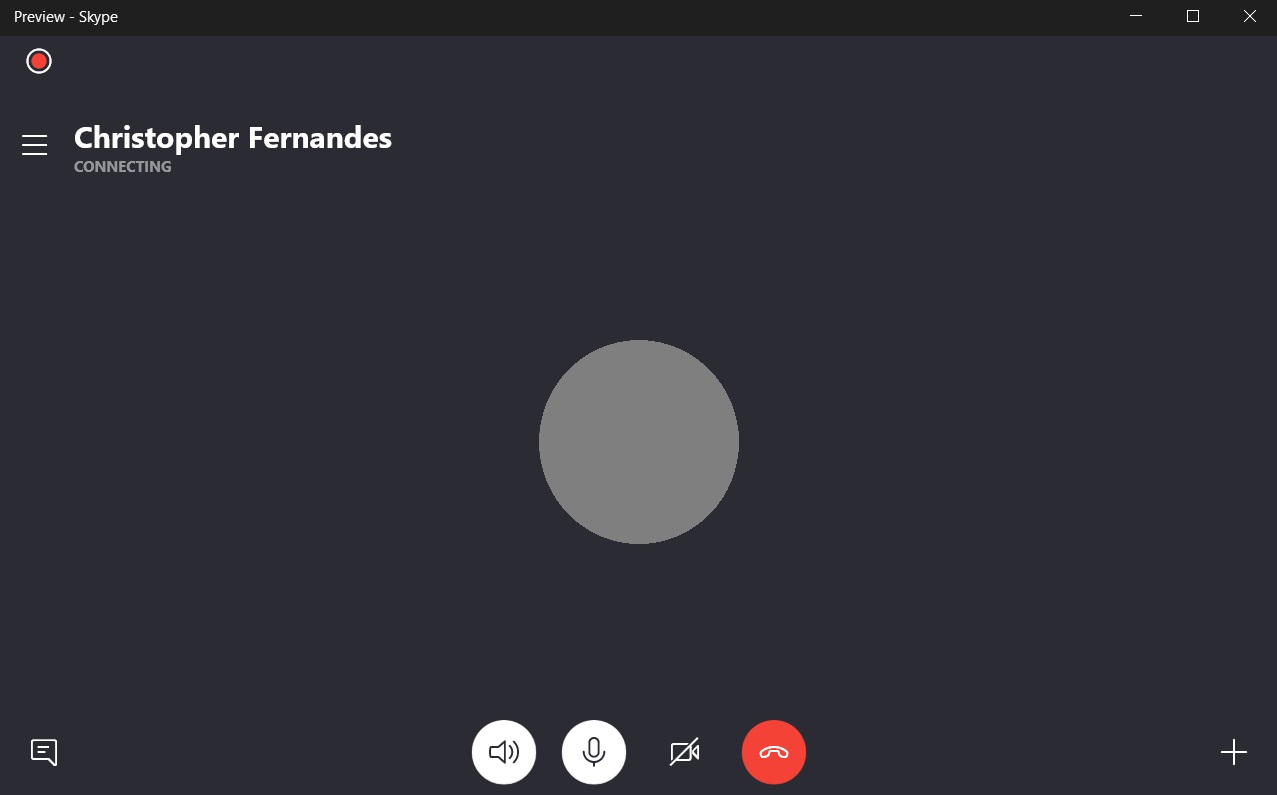 Skype call recording screen