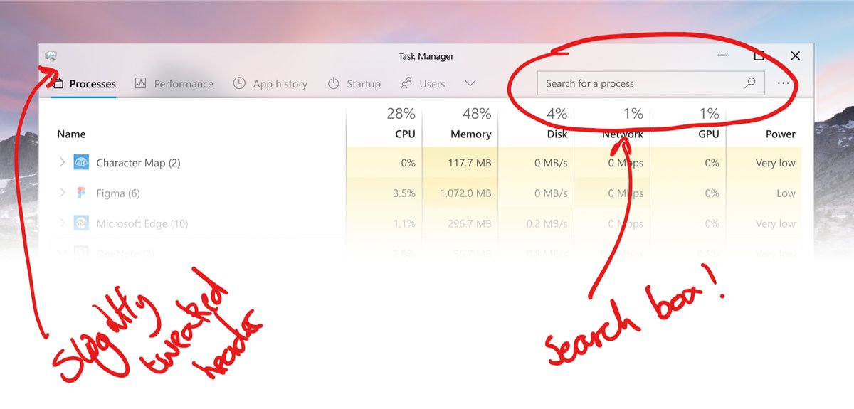 Windows 10 Task Manager concept with Search