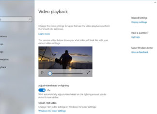 Windows 10 Video Playback settings