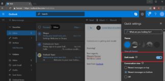 outlook dark mode