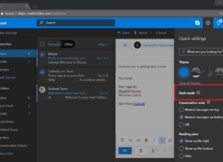 outlook dark mode