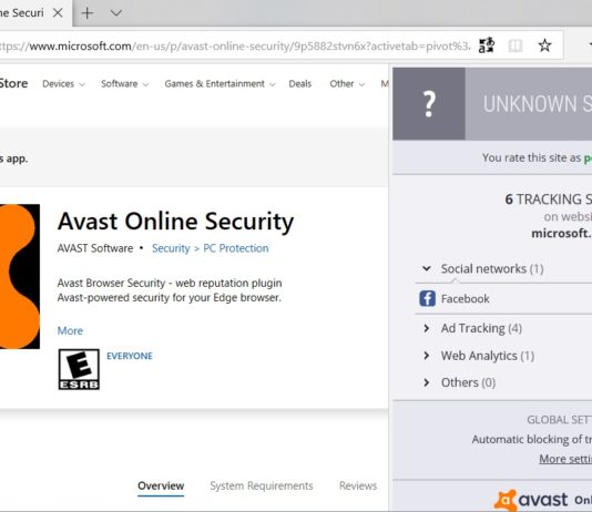 Avast Microsoft Edge extension