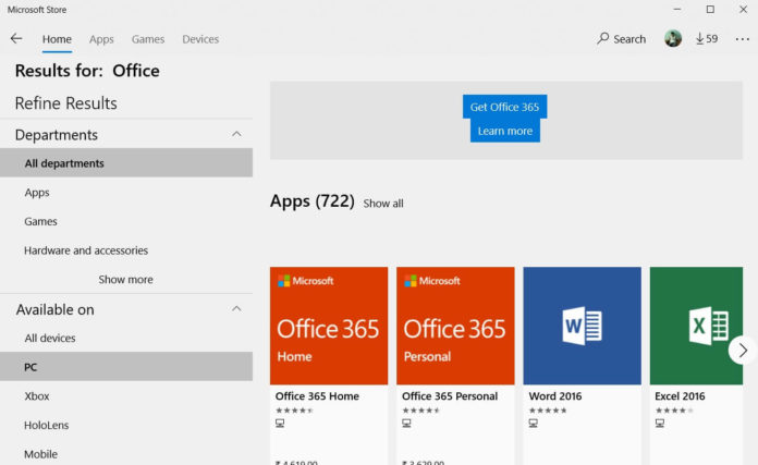 Microsoft Store with new search experience