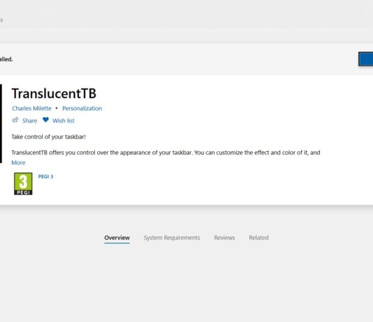 TranslucentTB for Microsoft Store