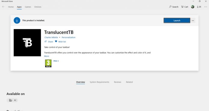 TranslucentTB for Microsoft Store