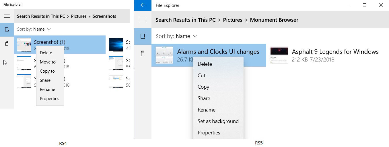 UWP File Explorer context menu