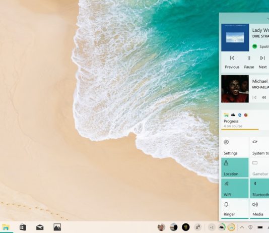 Windows 10 Action Center concept