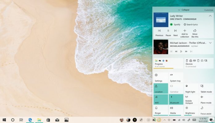 Windows 10 Action Center concept