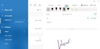 Windows 10 Mail Inking Feature