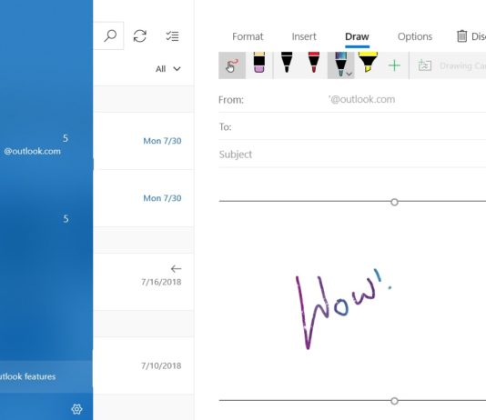 Windows 10 Mail Inking Feature