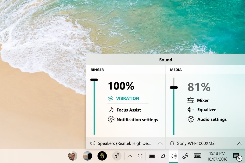 Windows 10 volume slider concept