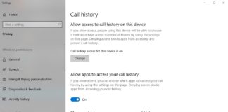 Call privacy feature in Windows 10