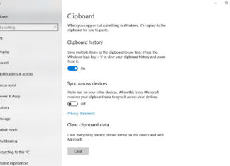 Clipboard settings