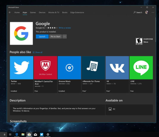 Google app in Store