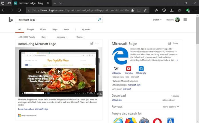 Microsoft Edge on Windows 10