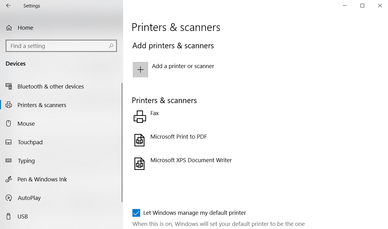 Printers settings