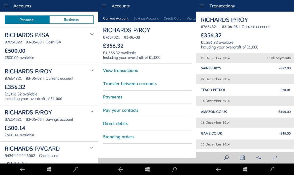 RBS Windows Phone app