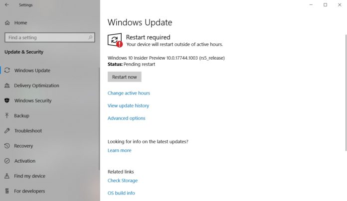 Windows 10 October Update installation