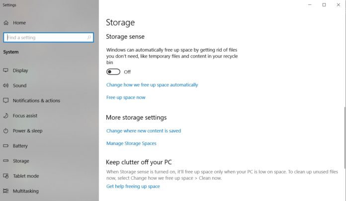 Windows 10 and Storage Sense