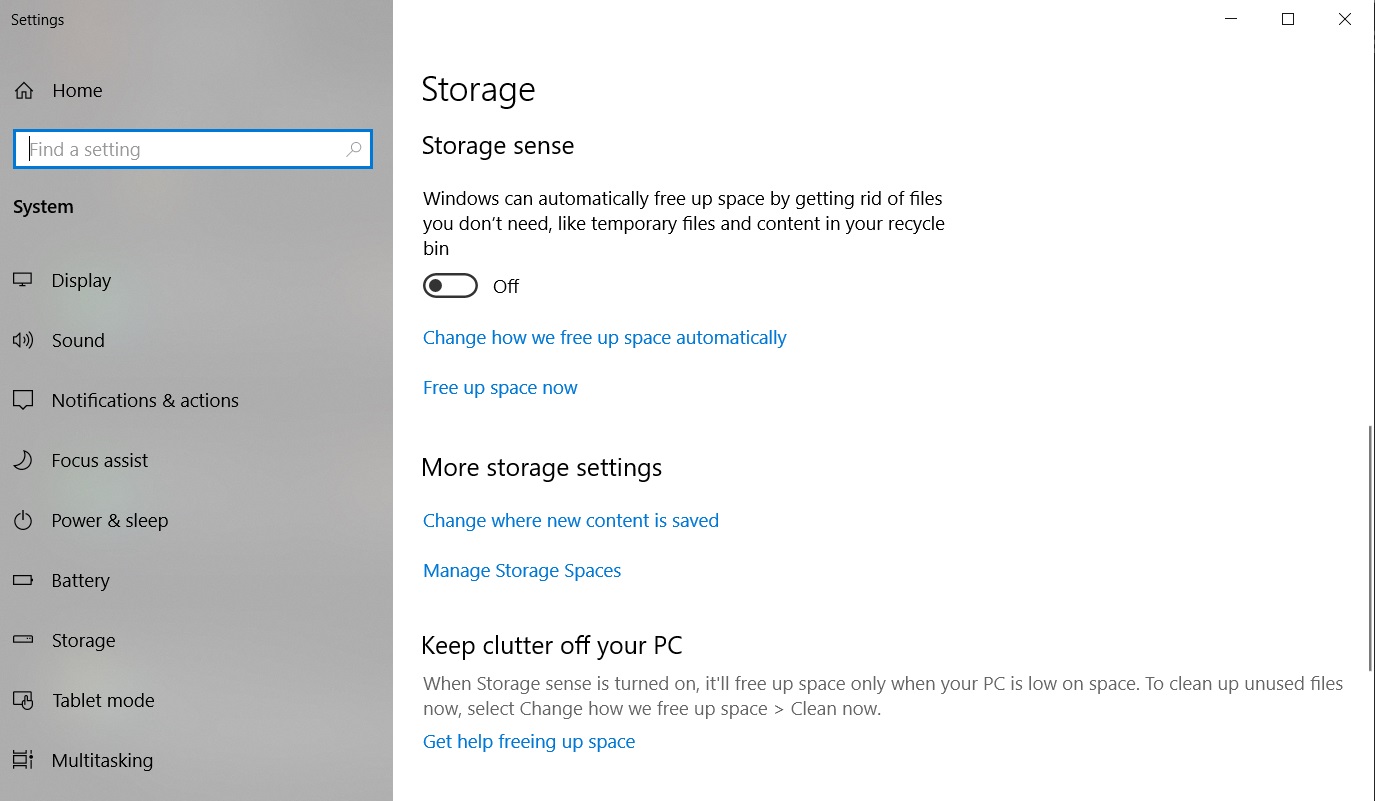 Windows 10 and Storage Sense