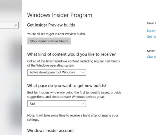 Windows 10 preview build