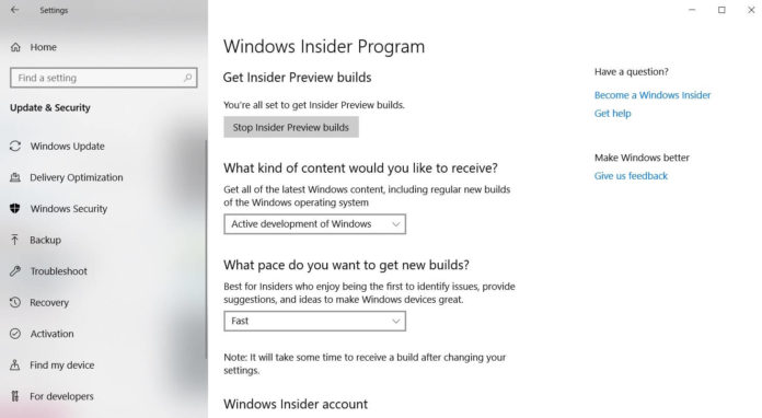 Windows 10 preview build