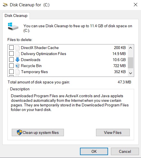 Disk Cleanup downloads