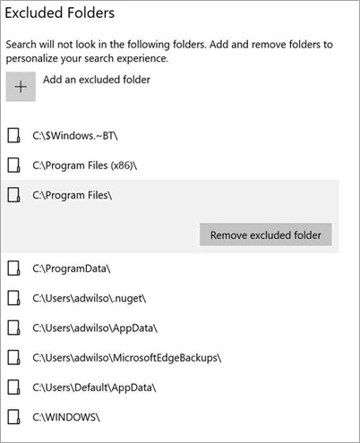 Exclude files in indexer