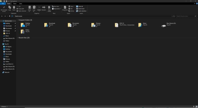 File Explorer with dark theme