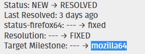 Firefox 64 milestone