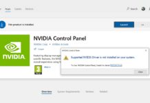 NVIDIA Control Panel app error