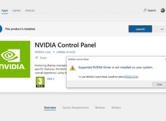 NVIDIA Control Panel app error