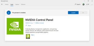 NVIDIA Control Panel app for Windows 10