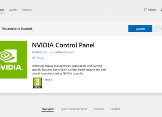 NVIDIA Control Panel app for Windows 10