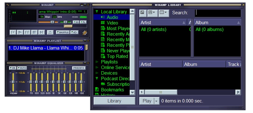 Winamp 5.8 interface