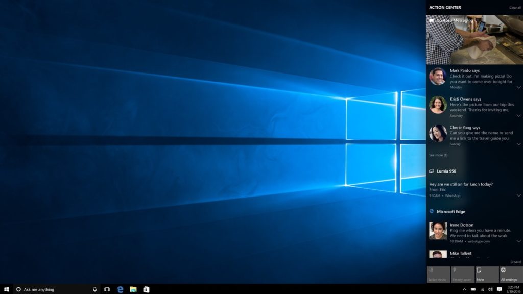 Windows 10 Action Center