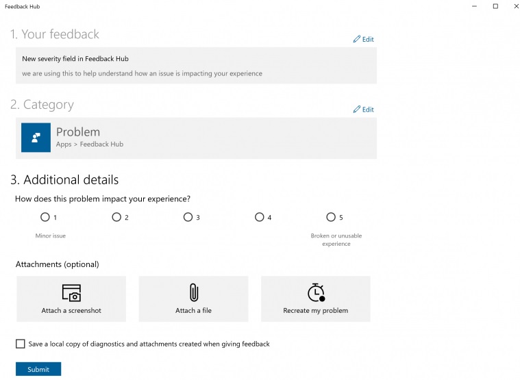Windows 10 Feedback Hub