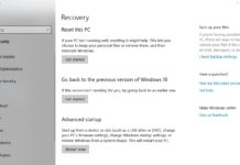 Windows 10 October 2018 Update recovery