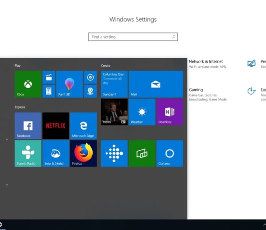 Windows 10 October 2018 Update start