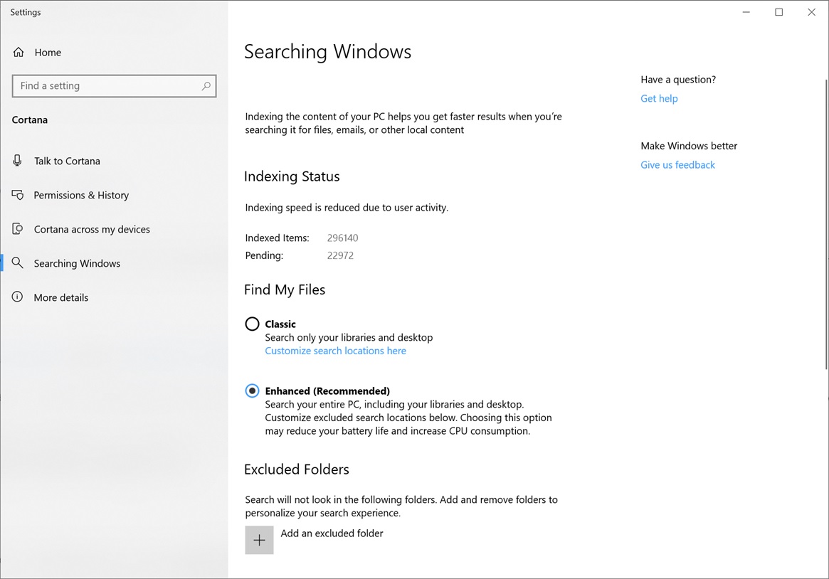 Windows 10 Search Indexer