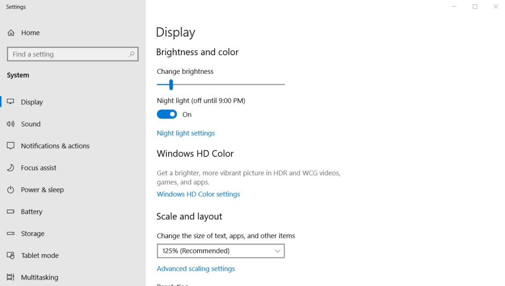 Windows 10 brightness control