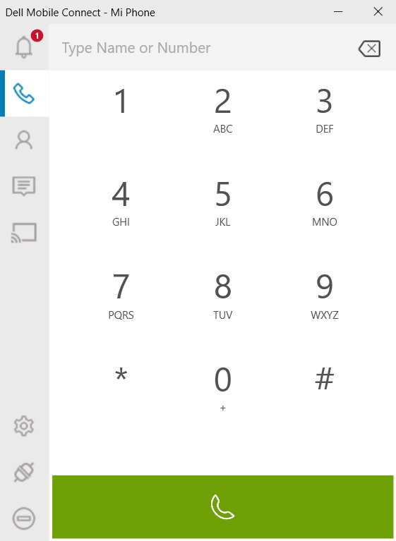 Dell Mobile Connect dialpad